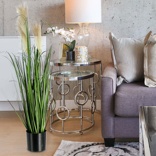 Kunstpflanze Wildgras mit Wedeln im Topf Höhe 85cm Pampasgras Kunstgras Dekogras Ziergras