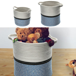 2er Set Korb mit Henkeln 2 Größen S:22x22x22cm L:27x27x27cm Aufbewahrungskorb Tragekorb