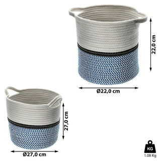 2er Set Korb mit Henkeln 2 Größen S:22x22x22cm L:27x27x27cm Aufbewahrungskorb Tragekorb