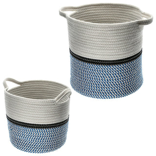 2er Set Korb mit Henkeln 2 Größen S:22x22x22cm L:27x27x27cm Aufbewahrungskorb Tragekorb