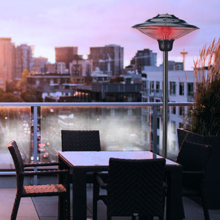 Heizstrahler elektrisch mit Standfuß Terrassenheizstrahler mit Halogenröhre Ø 50 cm Höhe 200 cm 2 Heizstufen 750/1500W