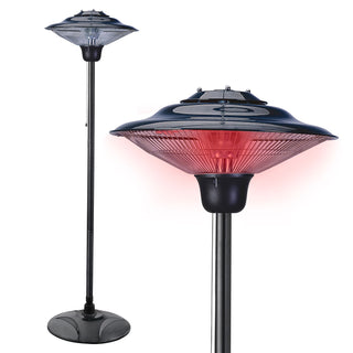 Heizstrahler elektrisch mit Standfuß Terrassenheizstrahler mit Halogenröhre Ø 50 cm Höhe 200 cm 2 Heizstufen 750/1500W