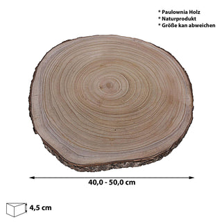 Baumscheibe ca.40 -43 x2,5cm Paulownia Holzscheibe Naturprodukt Scheibe Holz Holzplatte Dekoelement