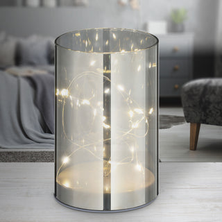 LED Lichterglas 9x15cm Lichterkette Timerfunktion Kupferdrahtkette warmweiß Glas Kunststoff 10 Led's Leuchtglas