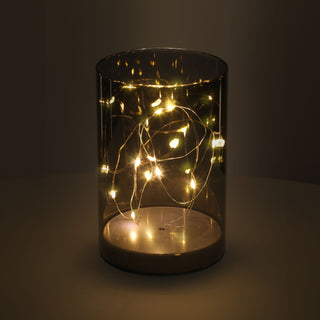 LED Lichterglas 9x15cm Lichterkette Timerfunktion Kupferdrahtkette warmweiß Glas Kunststoff 10 Led's Leuchtglas