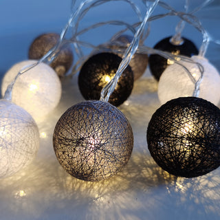 Lichterkette Cottonball 10 Kugeln Ø:4/6cm LED Farbwahl L165cm warmweiß batteriebetrieben Leuchtbälle Leuchtkugeln Girlande