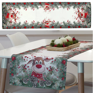 Tischläufer Rentier weiß bunt 40x160cm Tischtuch Tafeldecke Läufer Weihnachtsmotiv Tischdekoration Tischdecke