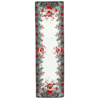 Tischläufer Rentier weiß bunt 40x160cm Tischtuch Tafeldecke Läufer Weihnachtsmotiv Tischdekoration Tischdecke