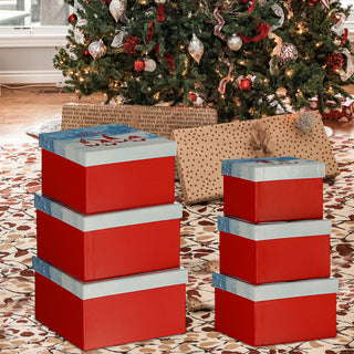 Boxenset 6tlg "Frohe Weihnachten" rot Weihnachtsgeschenke Geschenkboxen Weihnachtsmann Schachteln Boxen Verpackung