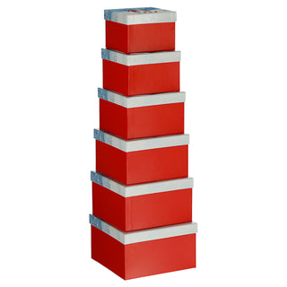 Boxenset 6tlg "Frohe Weihnachten" rot Weihnachtsgeschenke Geschenkboxen Weihnachtsmann Schachteln Boxen Verpackung