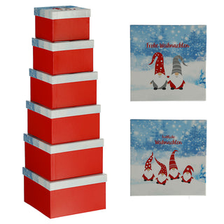 Boxenset 6tlg "Frohe Weihnachten" rot Weihnachtsgeschenke Geschenkboxen Weihnachtsmann Schachteln Boxen Verpackung