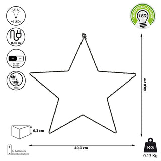 LED Stern weiß/schwarz 30/40 LEDs Outdoor Ø30/Ø40cm Batteriebetrieben zum Aufhängen Weihnachtsstern Leuchtstern Gartendekoration