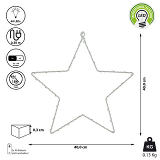 LED Stern weiß/schwarz 30/40 LEDs Outdoor Ø30/Ø40cm Batteriebetrieben zum Aufhängen Weihnachtsstern Leuchtstern Gartendekoration