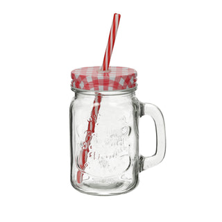 4/24x Trinkglas mit Deckel und Strohhalm Glas Getränkeglas Outdoorglas