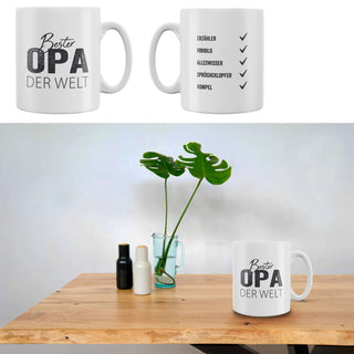 Tasse mit "Mama / Papa / Oma oder Opa" Aufdruck Trinkbecher Becher Kaffeetasse Steinzeug