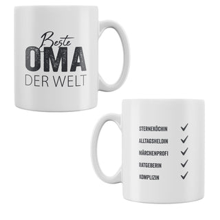 Tasse mit "Mama / Papa / Oma oder Opa" Aufdruck Trinkbecher Becher Kaffeetasse Steinzeug
