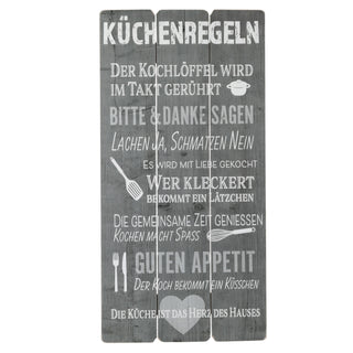 Plankenschild Küchenregeln Wandbild grau Shabby Chic Sprüche Verhaltensregeln Küche Regeln