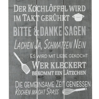Plankenschild Küchenregeln Wandbild grau Shabby Chic Sprüche Verhaltensregeln Küche Regeln