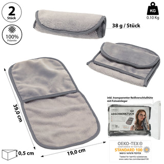 Abschmink-Handschuh 2er Set Mikrofaser 19x39x0,5cm 100% Polyester grau OEKO-Tex 100 Reinigungs-Handschuhe