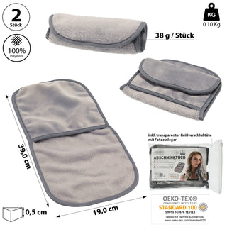 Abschmink-Handschuh 2er Set Mikrofaser 19x39x0,5cm 100% Polyester grau OEKO-Tex 100 Reinigungs-Handschuhe