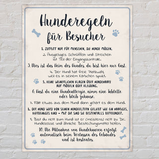 Wandbild Hunderegeln 30x40cm Shabby Chic Hund Haustierregeln Sprüche Regeln Holzoptik Wanddekoration