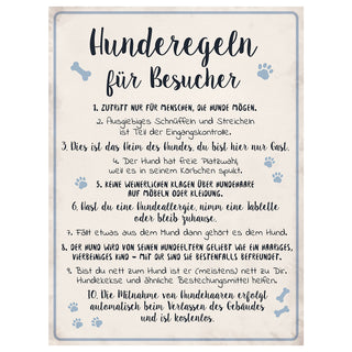 Wandbild Hunderegeln 30x40cm Shabby Chic Hund Haustierregeln Sprüche Regeln Holzoptik Wanddekoration