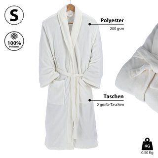 Bademantel unisex in weiß und grau weicher Saunamantel in den Größen S/M/L