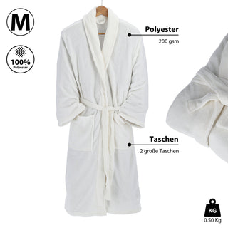Bademantel unisex in weiß und grau weicher Saunamantel in den Größen S/M/L