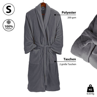 Bademantel unisex in weiß und grau weicher Saunamantel in den Größen S/M/L