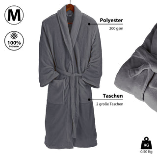 Bademantel unisex in weiß und grau weicher Saunamantel in den Größen S/M/L