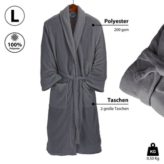 Bademantel unisex in weiß und grau weicher Saunamantel in den Größen S/M/L