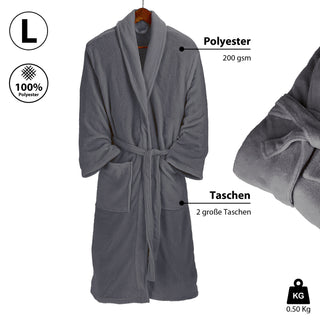 Bademantel unisex in weiß und grau weicher Saunamantel in den Größen S/M/L