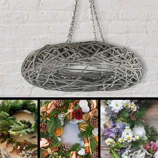 Weidenkranz grau zum Aufhängen oder Legen 45cm Holzkranz Weide Dekokranz Dekoring Ring