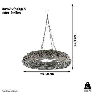 Weidenkranz grau zum Aufhängen oder Legen 45cm Holzkranz Weide Dekokranz Dekoring Ring