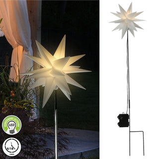 LED Gartenstecker 3D Stern faltbar Ø25cmxH90cm weiß/rot Outdoorbeleuchtung Timerfunktion Weihnachtsbleuchtung Zackenstern