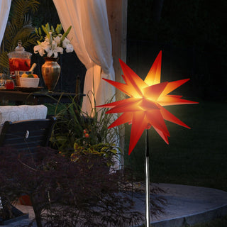 LED Gartenstecker 3D Stern faltbar Ø25cmxH90cm weiß/rot Outdoorbeleuchtung Timerfunktion Weihnachtsbleuchtung Zackenstern