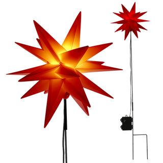 LED Gartenstecker 3D Stern faltbar Ø25cmxH90cm weiß/rot Outdoorbeleuchtung Timerfunktion Weihnachtsbleuchtung Zackenstern