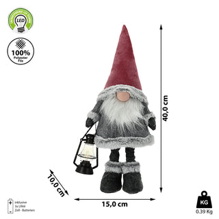 Wichtel mit LED Laterne H40cm zum Hinstellen Wichtelmädchen Weihnachtswichtel Zwerg Adventsdeko Weihnachtsdeko