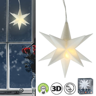 Leuchtstern 3D weiß / rot Ø11cm zum Aufhängen Timerfunktion Weihnachtsstern Weihnachtsbeleuchtung