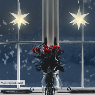 Leuchtstern 3D weiß / rot Ø11cm zum Aufhängen Timerfunktion Weihnachtsstern Weihnachtsbeleuchtung