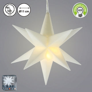 Leuchtstern aus Kunststoff Weihnachststern zum hängen beleuchtet mit Timerfunkti