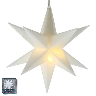 Leuchtstern aus Kunststoff Weihnachststern zum hängen beleuchtet mit Timerfunkti