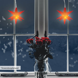Leuchtstern 3D weiß / rot Ø11cm zum Aufhängen Timerfunktion Weihnachtsstern Weihnachtsbeleuchtung