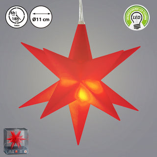 Leuchtstern 3D weiß / rot Ø11cm zum Aufhängen Timerfunktion Weihnachtsstern Weihnachtsbeleuchtung