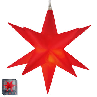 Leuchtstern 3D weiß / rot Ø11cm zum Aufhängen Timerfunktion Weihnachtsstern Weihnachtsbeleuchtung