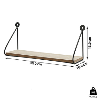 Wandregal 30x9x13cm Regal Ablage Wandboard Metall MDF Hängeregal Bücherregal