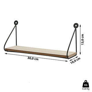 Wandregal 30x9x13cm Regal Ablage Wandboard Metall MDF Hängeregal Bücherregal