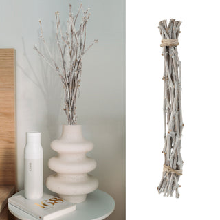 Dekobündel Weinzweige 60cm weiß/natur Dekostange Holzstange mit Juteseil Astbündel Holzbündel