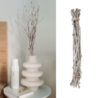 Dekobündel Weinzweige 60cm weiß/natur Dekostange Holzstange mit Juteseil Astbündel Holzbündel