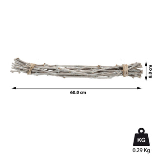 Dekobündel Weinzweige 60cm weiß/natur Dekostange Holzstange mit Juteseil Astbündel Holzbündel